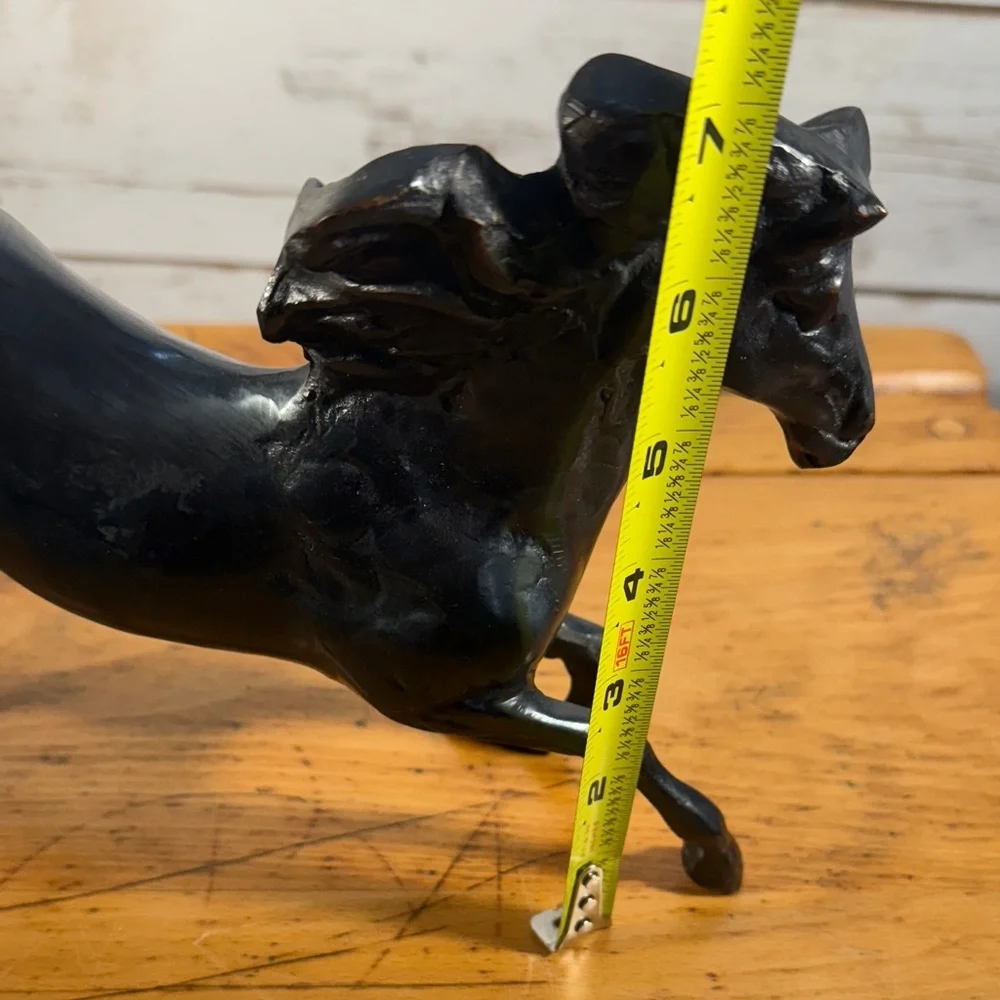 Horse Sculpture Bronze Black Rearing Head Vintage Handcrafted Art Deco - Picture 10 of 15